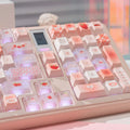 Full Strawberry Patch keycap set laid out
