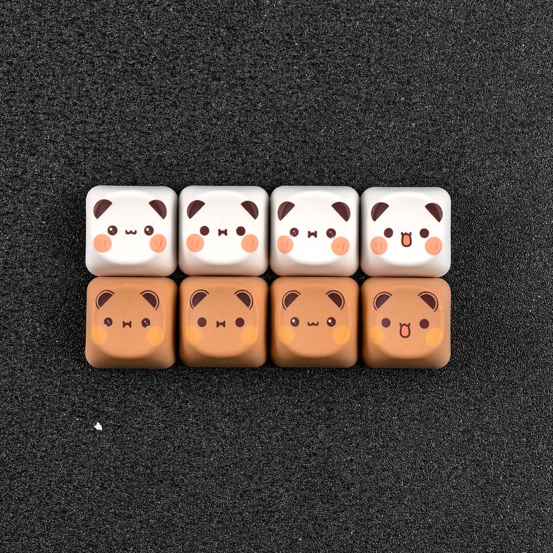 Cartoon Bubu and Yier Keycap MOA Profile 8Keys PBT Custom Cute Q Version Panda Bear Keycaps for Mechanical Keyboard