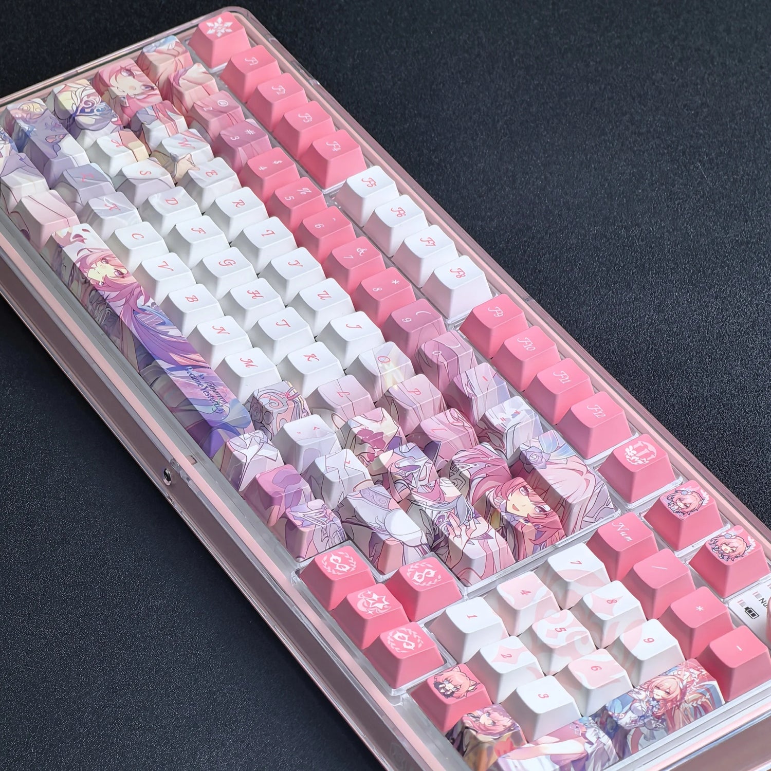 Cyrene Keycaps Cherry Profile Honkai：Star Rail Cartoon Anime Game Keycap Five-Sided Sublimation PBT Custom Pink Keyboard Caps