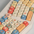 Close-up of the round bubble-profile keycap shape