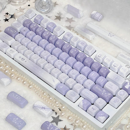 Gradient Purple Keycap FOA Cherry Profile PBT Custom Butterfly Star Element Romantic Keycaps for Mechanical Keyboard