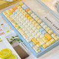 Mango Yogurt Bear PBT keycaps installed on a mechanical keyboard