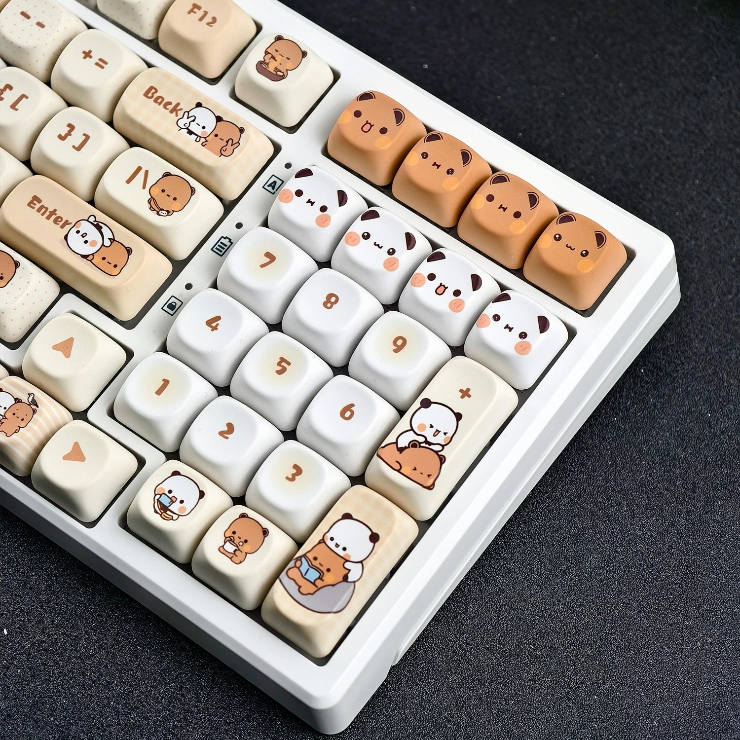 Cartoon Bubu and Yier Keycap MOA Profile 8Keys PBT Custom Cute Q Version Panda Bear Keycaps for Mechanical Keyboard