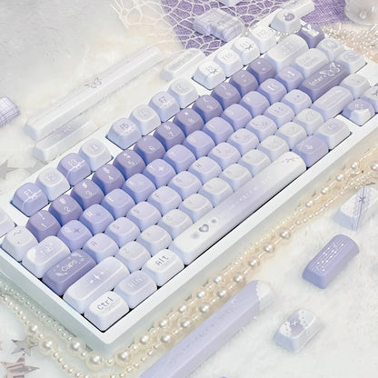 Gradient Purple Keycap FOA Cherry Profile PBT Custom Butterfly Star Element Romantic Keycaps for Mechanical Keyboard