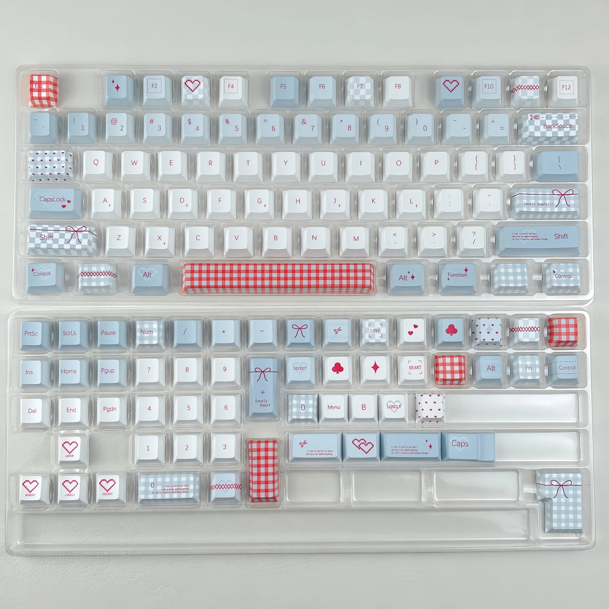 Sweet Bobo keycaps shown from a different angle