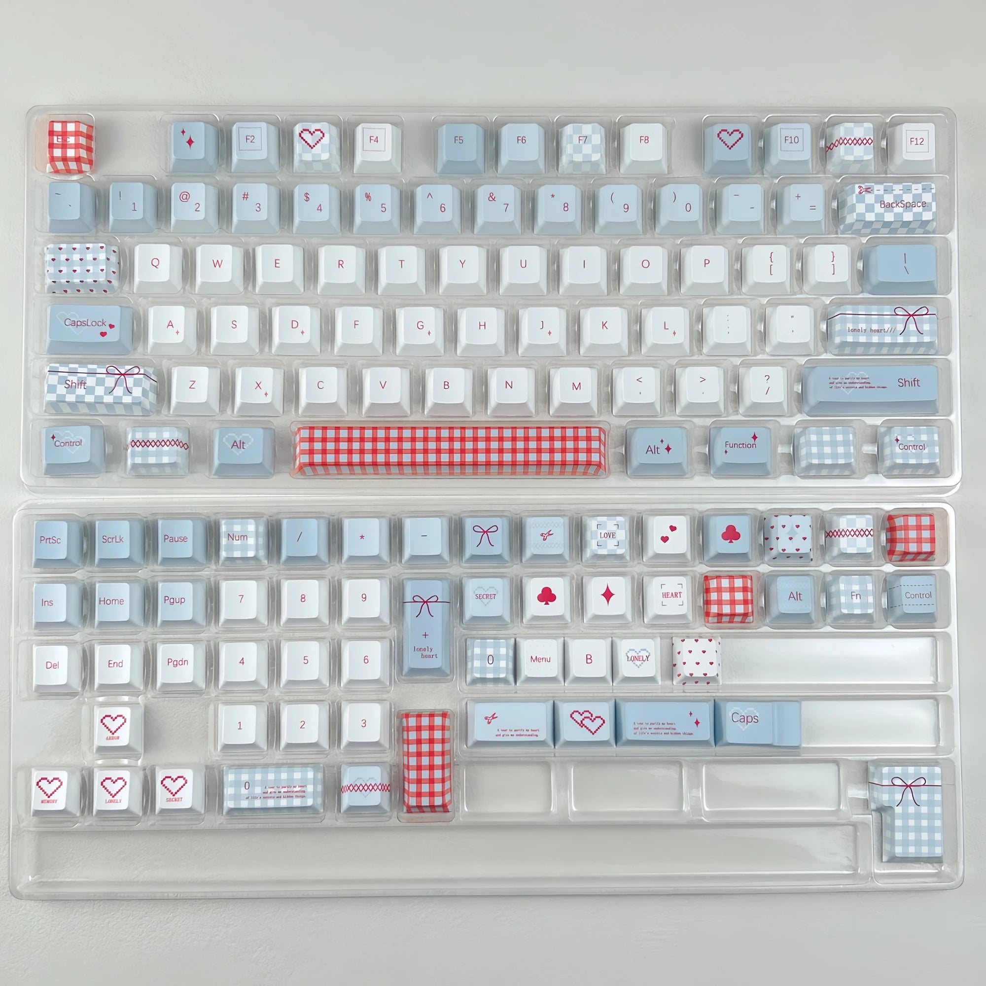 Simple Red Blue Keycap Sweet Bobo Cherry Profile Cute Heart Bow Checkered Element PBT Keycaps for Mechanical Keyboard
