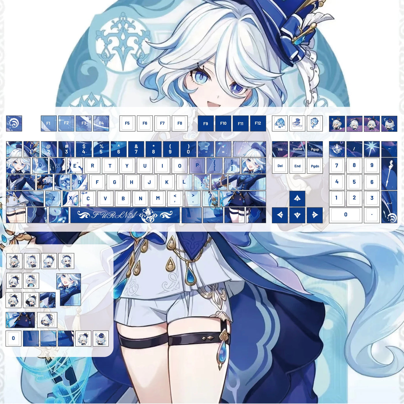 Close-up of the Furina keycap detail