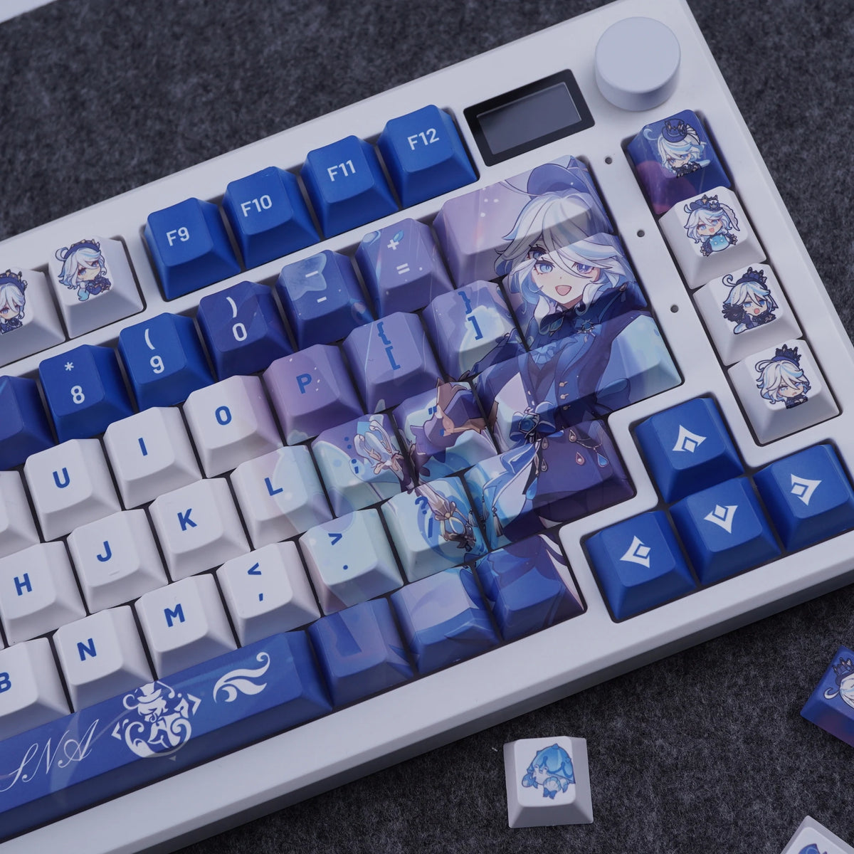 Furina Genshin Impact Keycap Set, full PBT keycap set, Cherry profile