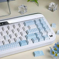Romance Narrative Poem Keycaps Cherry/So Profile PBT Five-Sided Sublimation Simple Light Blue Lace Checkered Element Keycap Set