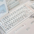 Fluffy Rabbit Keycap Set, 129-piece cartoon bunny PBT keycaps, Cherry profile