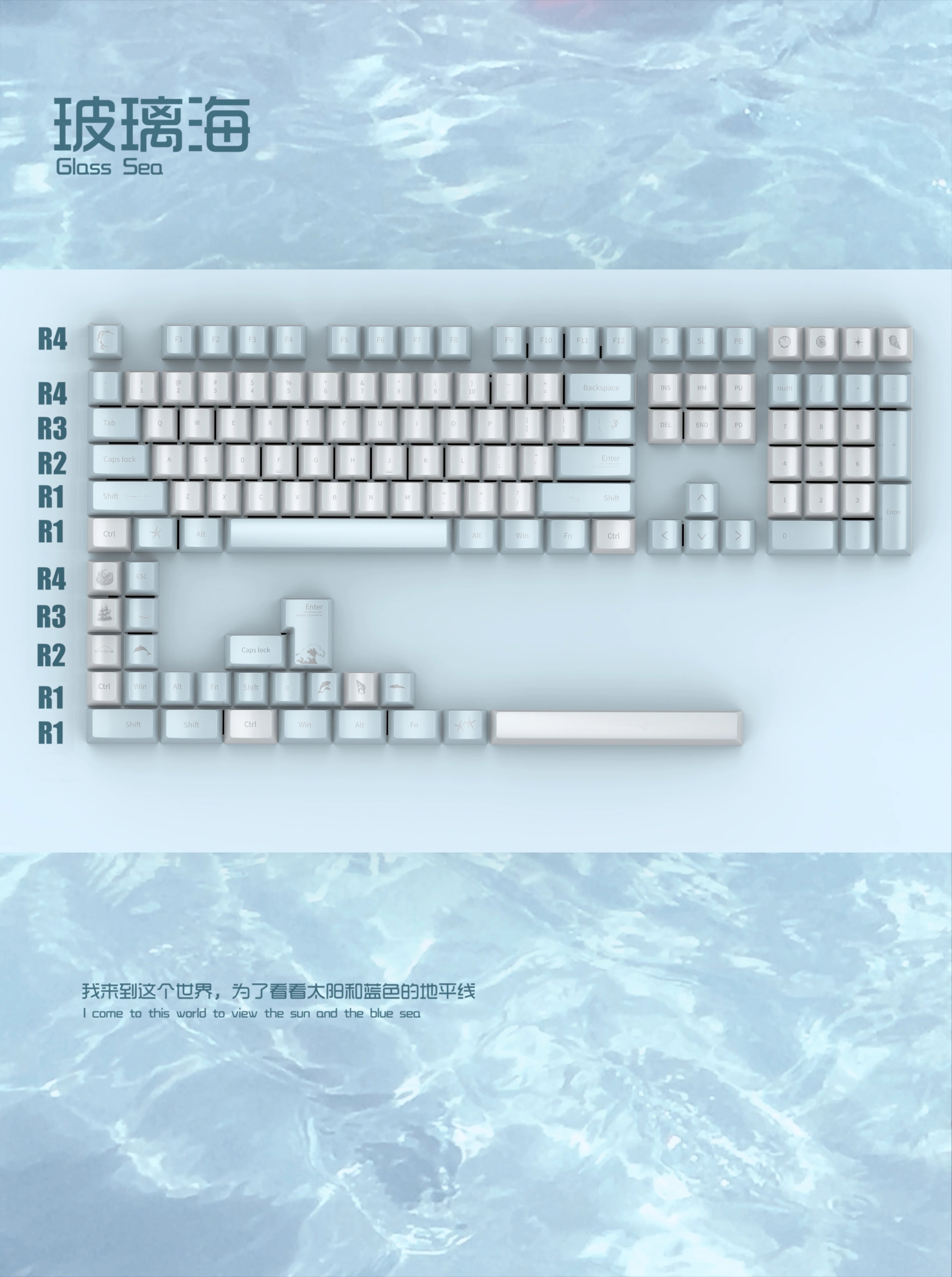Glass Sea Keycap Set - 132pc PC