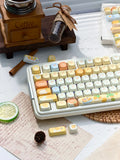 Mango Yogurt Bear keycaps shown from a different angle