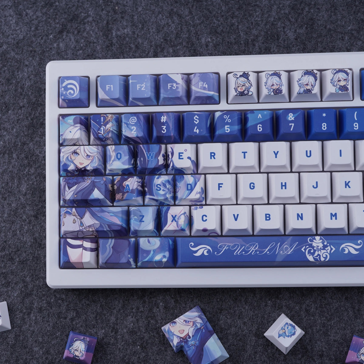 Furina keycaps shown from a different angle