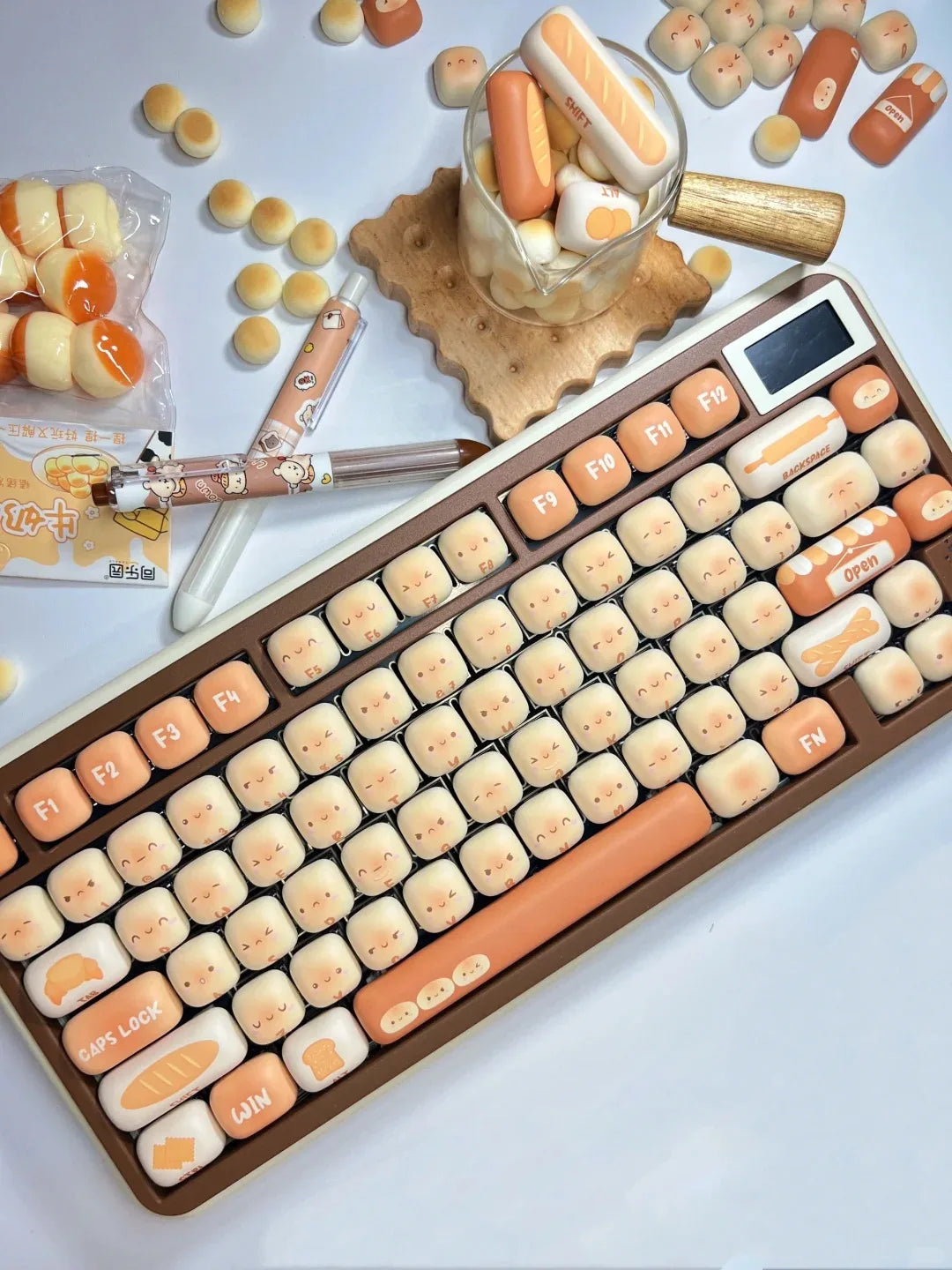 Mantou Bread PBT keycaps installed on a mechanical keyboard