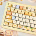 Mango Yogurt Bear Keycap Set, orange and yellow PBT keycaps, Cherry profile