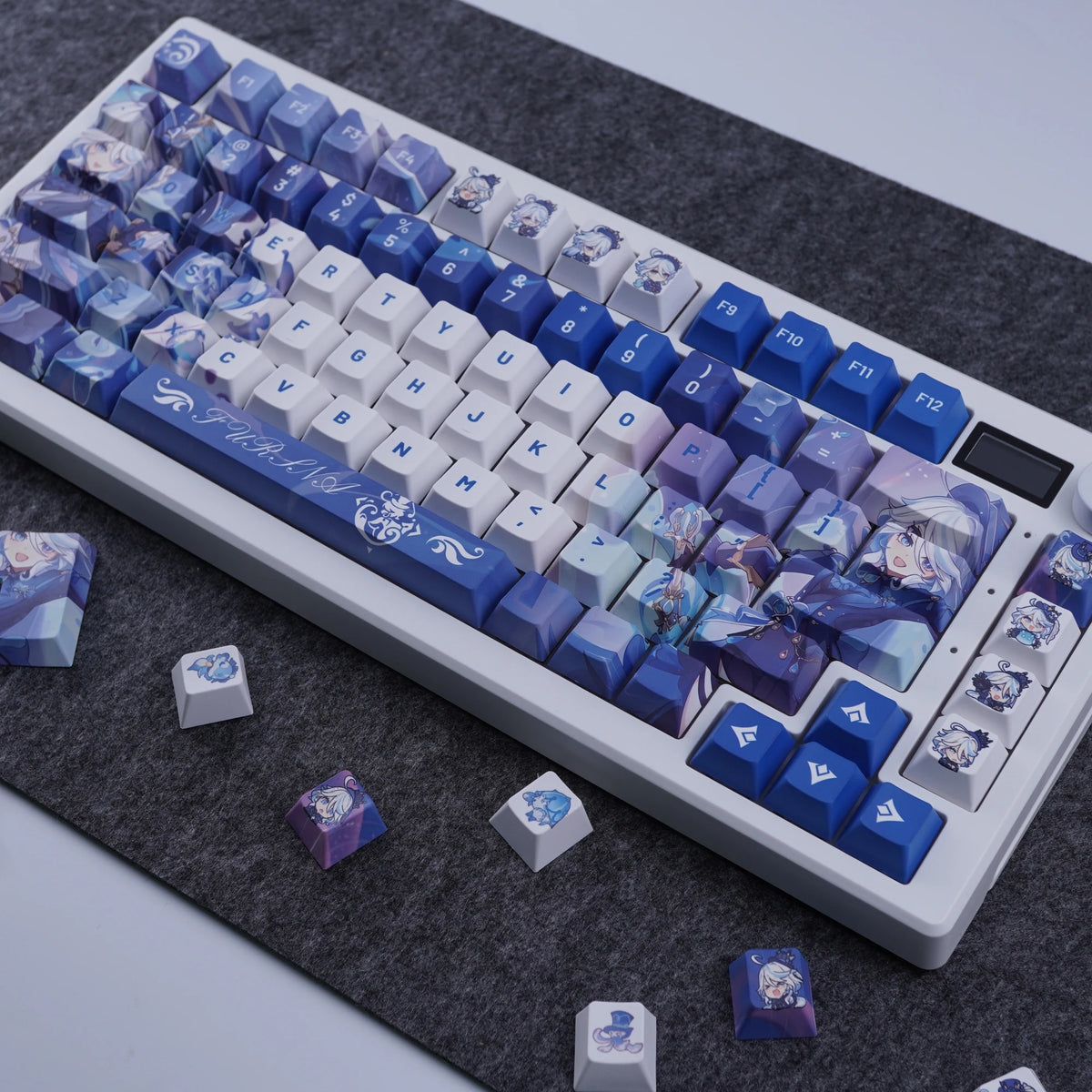 Furina Genshin Impact keycap set, top-down view