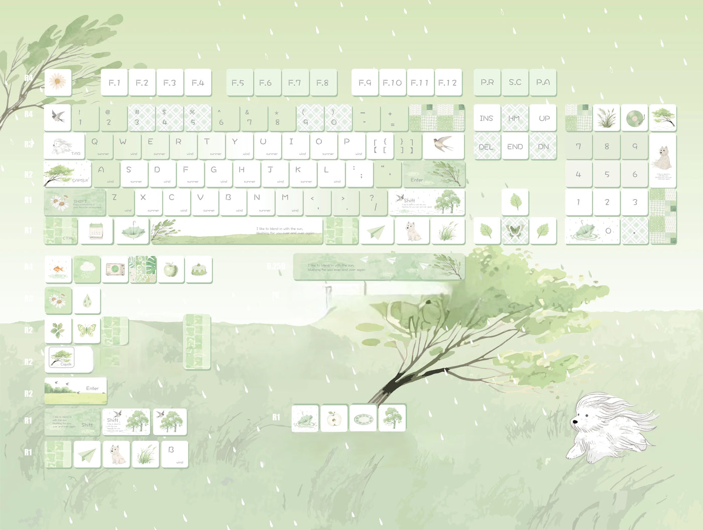 Summer Rain Keycap Set - 130pc Green PBT