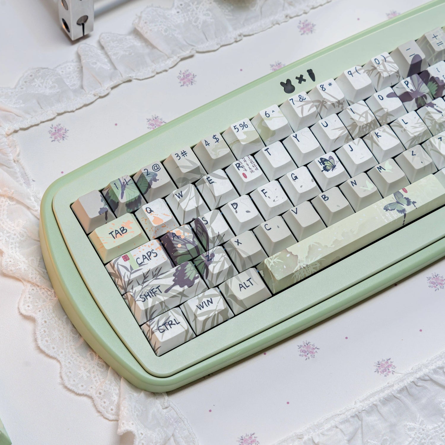 Bamboo &amp; Butterfly Keycap Set - Green PBT