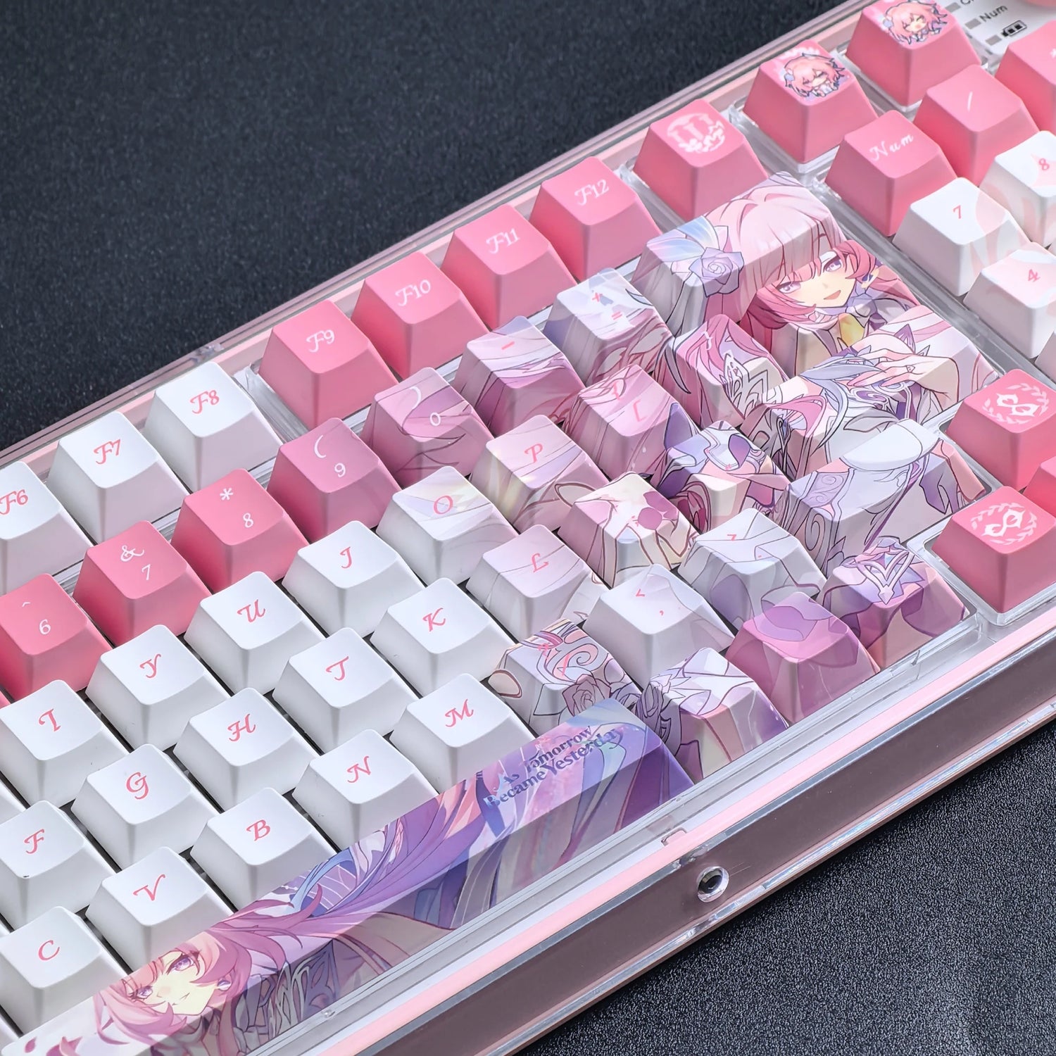 Cyrene Keycaps Cherry Profile Honkai：Star Rail Cartoon Anime Game Keycap Five-Sided Sublimation PBT Custom Pink Keyboard Caps