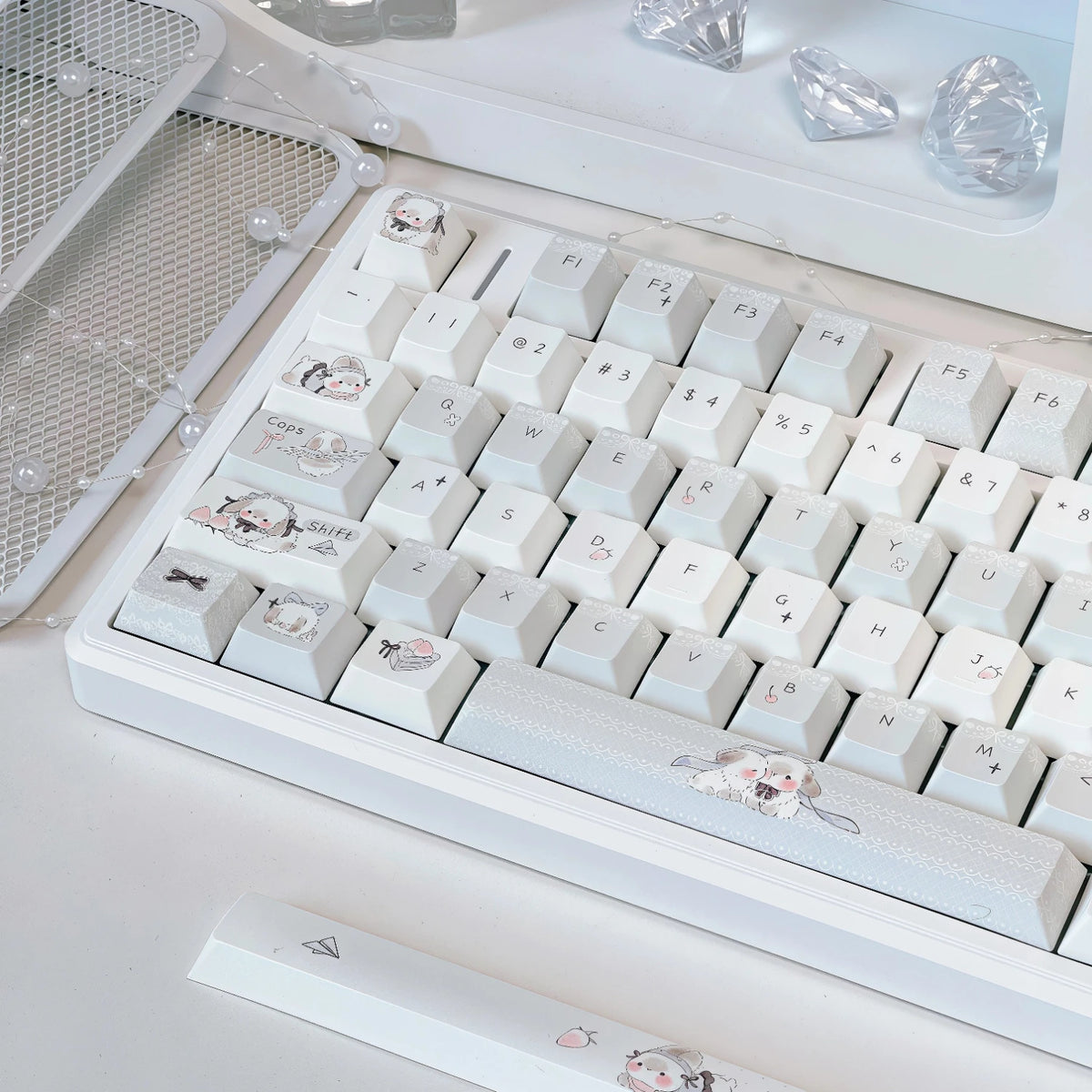 Fluffy Rabbit PBT keycaps installed on a mechanical keyboard