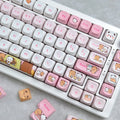Bubu & Yier pink round PBT keycaps installed on a mechanical keyboard