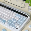 Romance Narrative Poem Keycaps Cherry/So Profile PBT Five-Sided Sublimation Simple Light Blue Lace Checkered Element Keycap Set