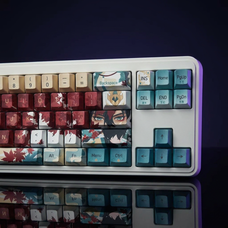 Dan Heng Honkai Star Rail Keycap Set - 135pc PBT on a dark violet-lit backdrop
