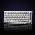 Fluffy Rabbit Keycap Set - 129pc PBT on a dark violet-lit backdrop