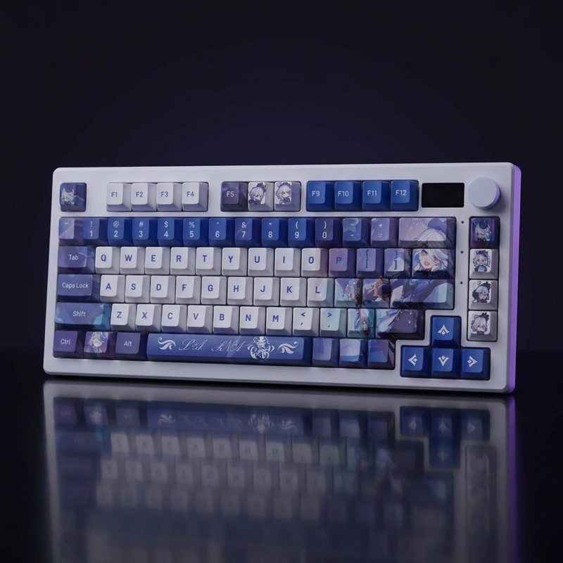 Furina Genshin Impact Keycap Set - PBT on a dark violet-lit backdrop
