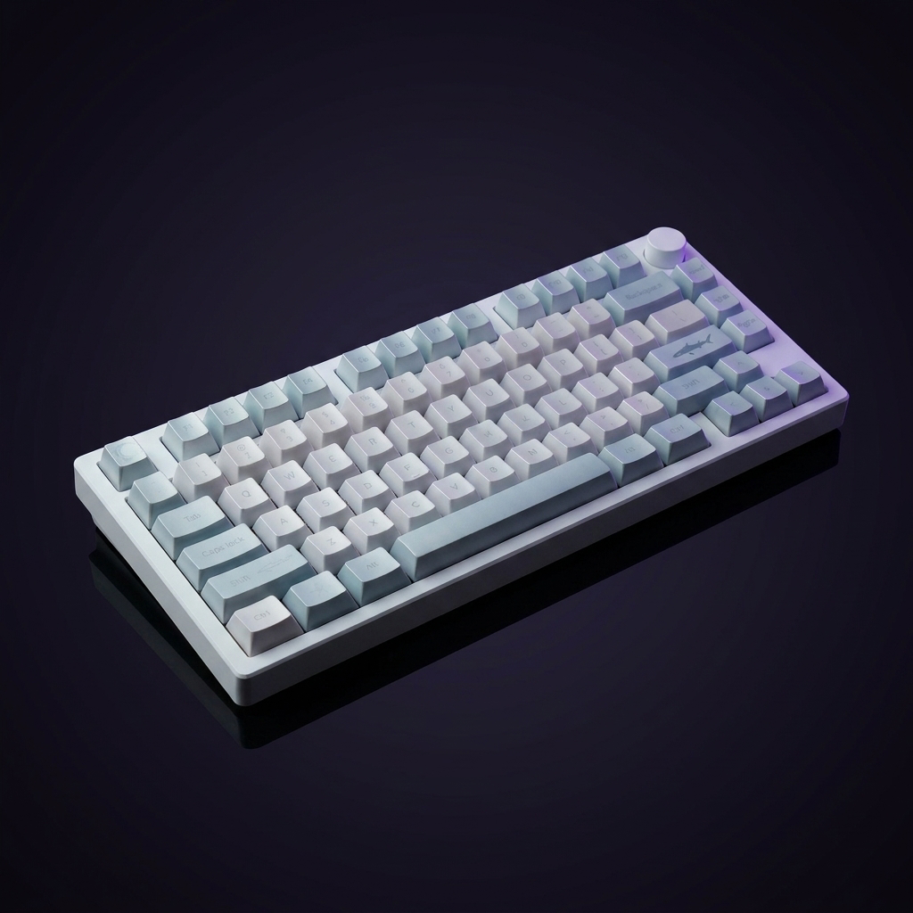 Glass Sea Keycap Set - 132pc PC on a dark violet-lit backdrop