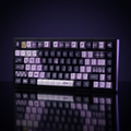 Grape Pixel Keycap Set - 137pc PBT on a dark violet-lit backdrop