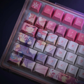 Cyrene Honkai Star Rail Keycap Set - PBT on a dark violet-lit backdrop