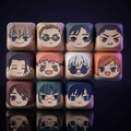 Jujutsu Kaisen Keycap Accent Pack - 11pc PBT on a dark violet-lit backdrop
