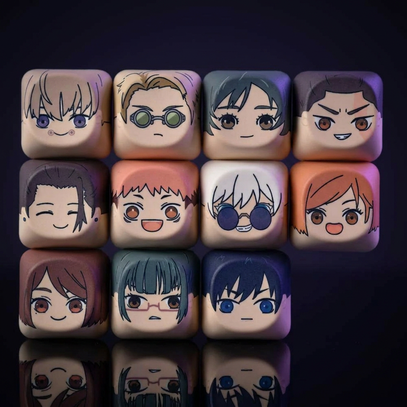 Jujutsu Kaisen Keycap Accent Pack - 11pc PBT on a dark violet-lit backdrop